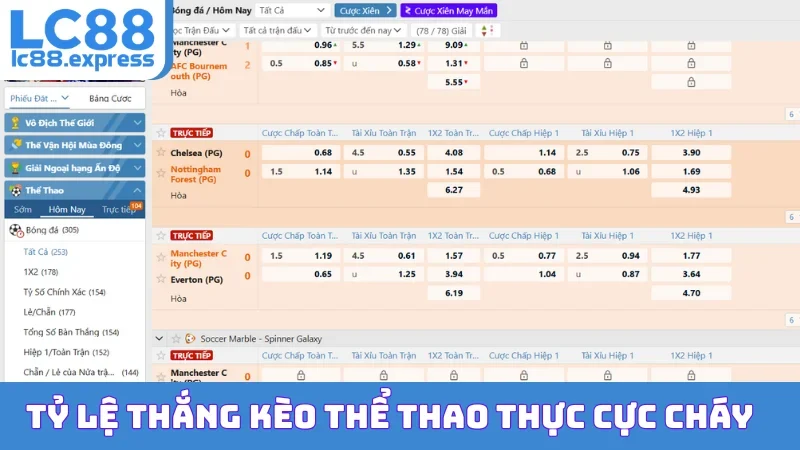Tỷ lệ thắng kèo thể thao thực cực cháy