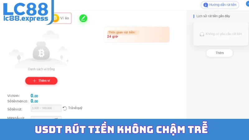 USDT rút tiền không chậm trễ